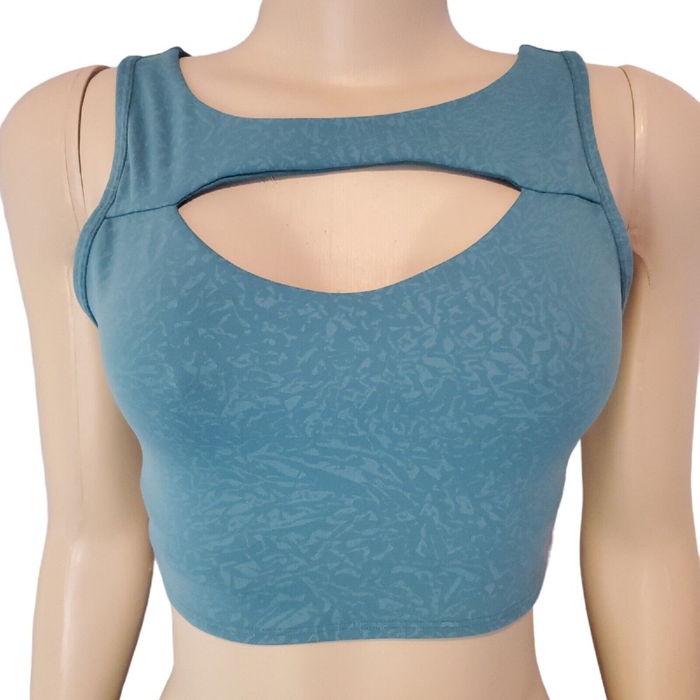 Lululemon Crunch Slot Women's Bra Size 6 Green Athleisure Sports Yoga Gym Open